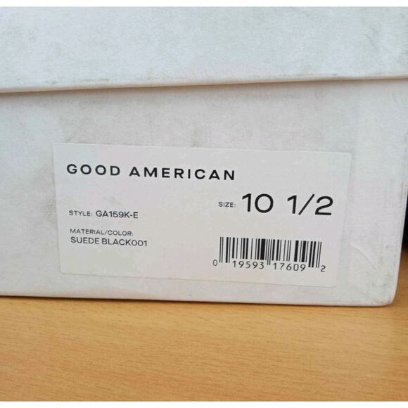 Good American Platform Block Heel Black Suede Ankle Strap Chunky Sandal 10.5 NEW - Picture 12 of 12